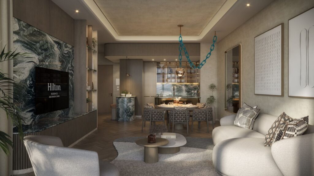 Emirates Developments - Hilton Residences Al Raha - APR 26 - Interior - Living Room - 2