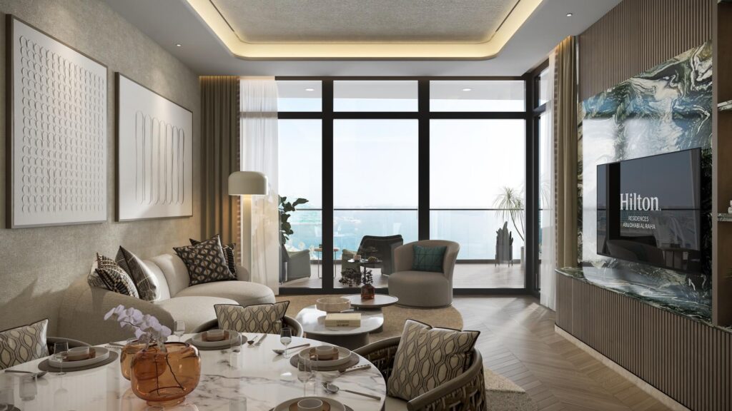 Emirates Developments - Hilton Residences Al Raha - APR 26 - Interior - Living Room - 3